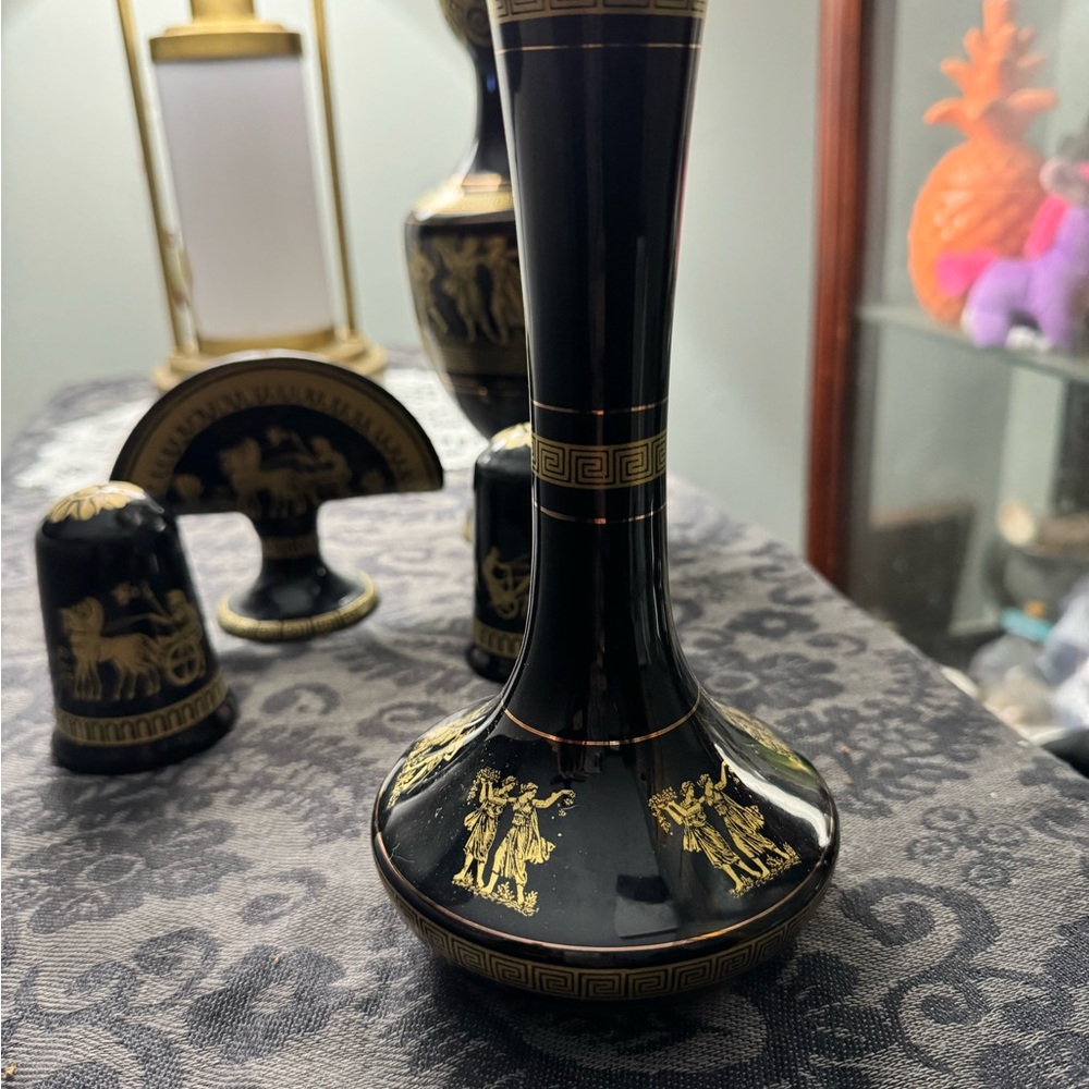 Luxurious Black and Gold Accent Vase